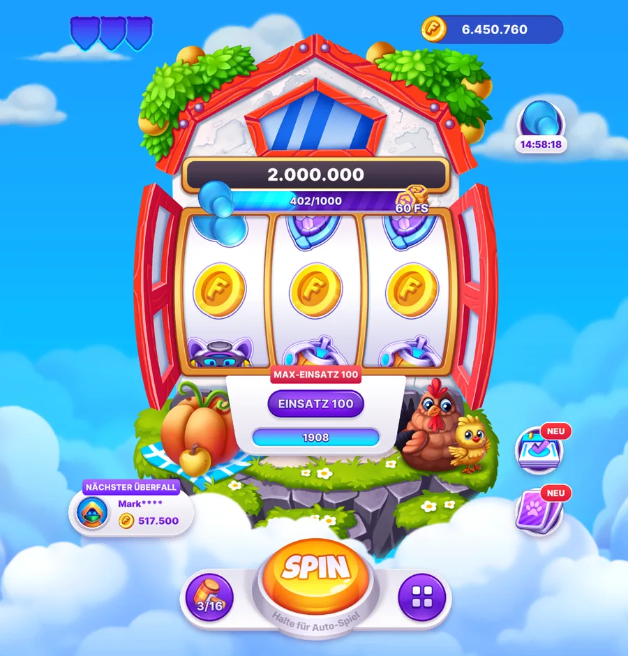 RoboSlot at Robocat Casino showing three coin symbols on the reels and the Bonus Orb meter filling toward 60 free spins